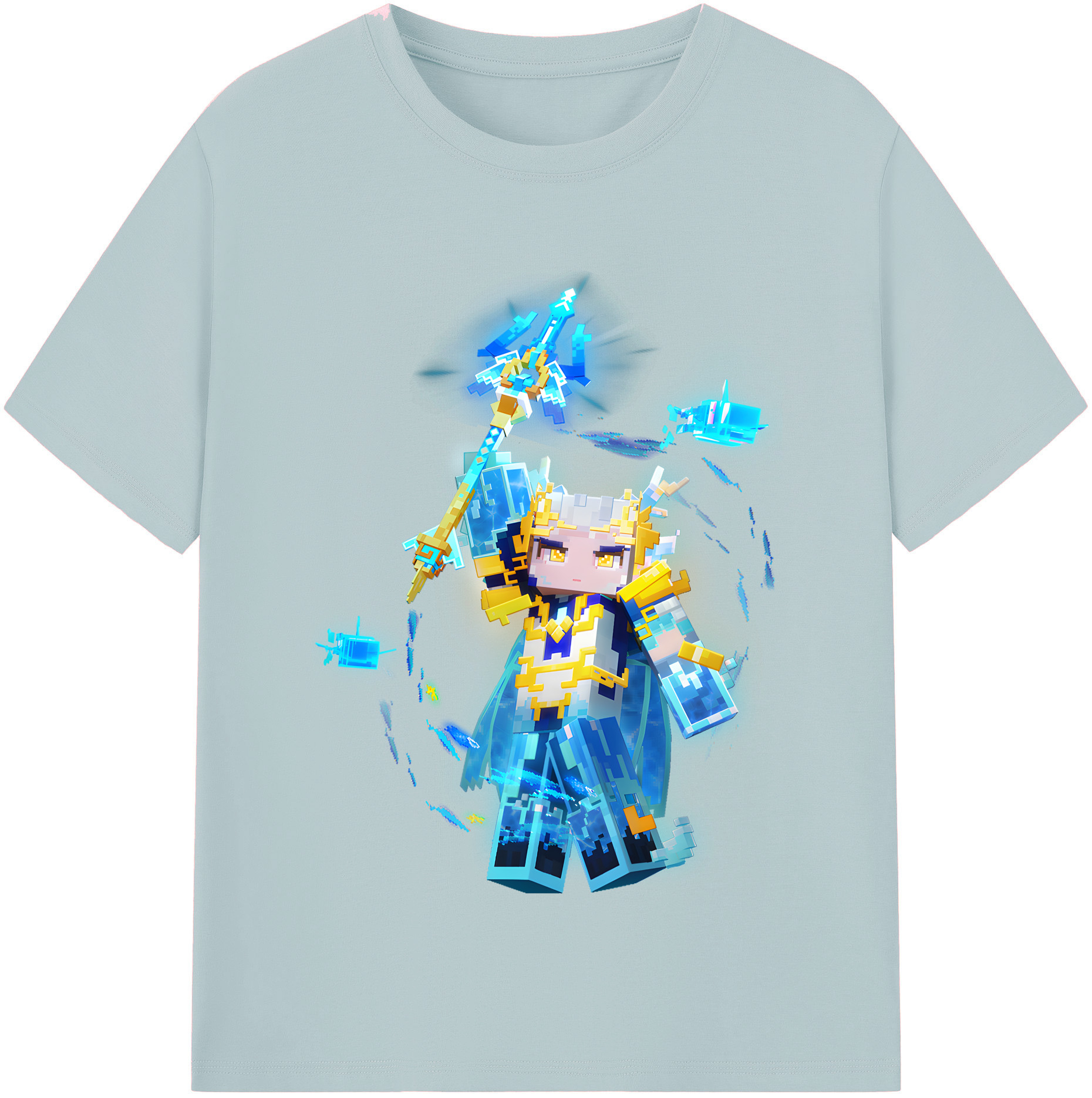 （画像用） マインクラフト ブロックの世界 Minecraft MC Block world 綿100％半袖Tシャツ（フロントプリント）